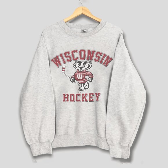 Vintage 90s Wisconsin Badgers Hockey Sweatshirt, University of Wisconsin Shirt - Picture 1 of 2